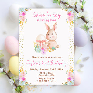Floral Osterhase Geburtstag Einladung