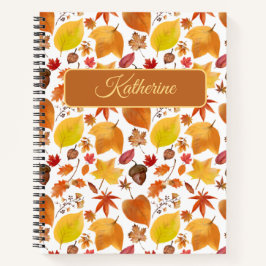 Floral Otoñal with a custom name Orange Notizbuch