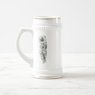 Floral Outline Art - 22 oz Stein Mug Design