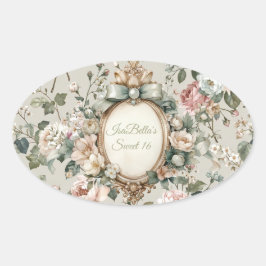 Floral Oval Stickers for Invitations & Favors