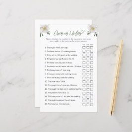 Floral "Over and Under" Bridal Shower Game