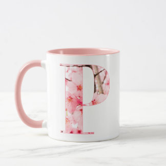 Floral P Initial Mug | Personalized Name & Traits Tasse