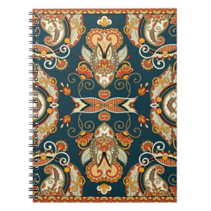 Floral Paisley Bandanna: Traditionelle Ornament Notizblock