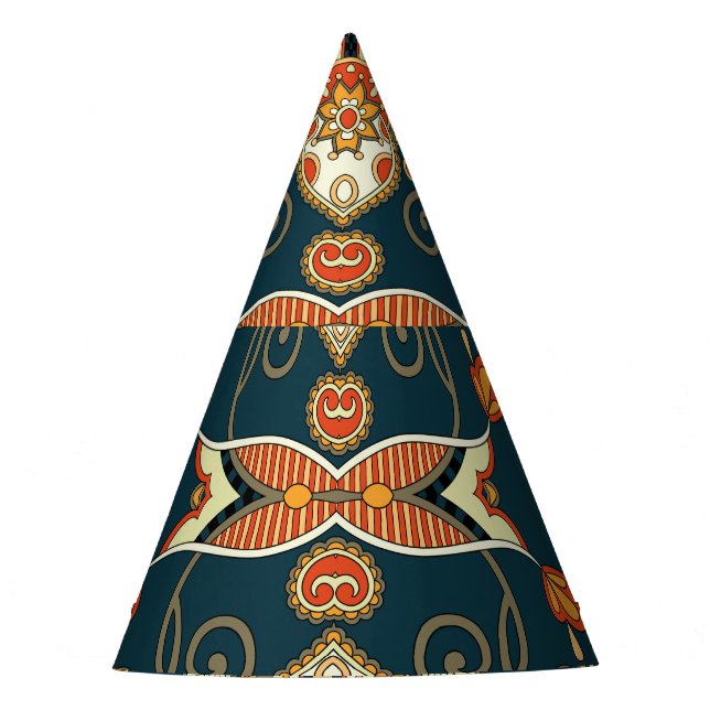 Floral Paisley Bandanna: Traditionelle Ornament Partyhütchen (Vorderseite)