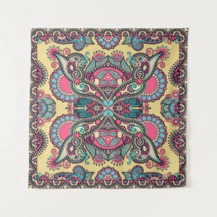 Floral Paisley Bandanna: Traditionelle Ornamentik Wandteppich