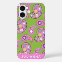 Floral Paisley Muster Pink Grün Personalisiert