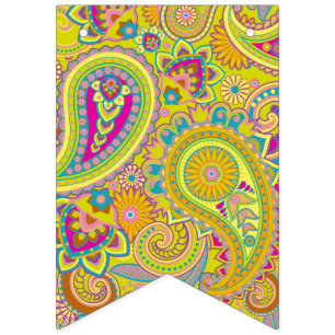 Floral Paisley nahtloses Muster I + Ihre Ideen Wimpelkette