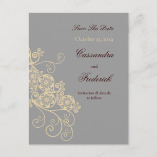 Floral Paisley Vintag Chic Save the Date elegant Ankündigungspostkarte