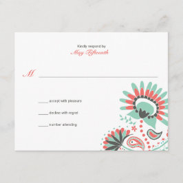 Floral Paisley Wedding Response RSVP Karte