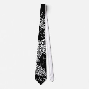 Floral Paisley White Black Stilvolle Hochzeitsstim Krawatte