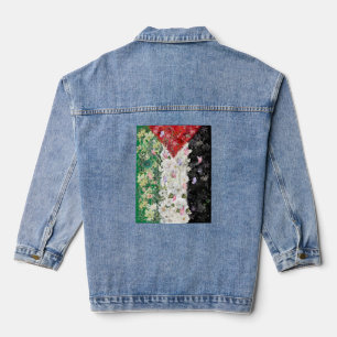 Floral Palestine Map - Free Palestine Map T - Shir Jeansjacke