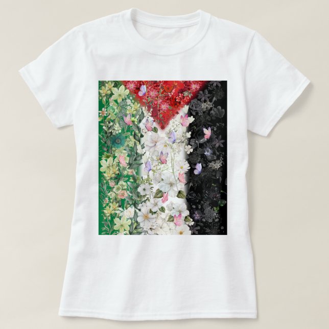 Floral Palestine Map - Free Palestine Map T - Shir T-Shirt (Design vorne)