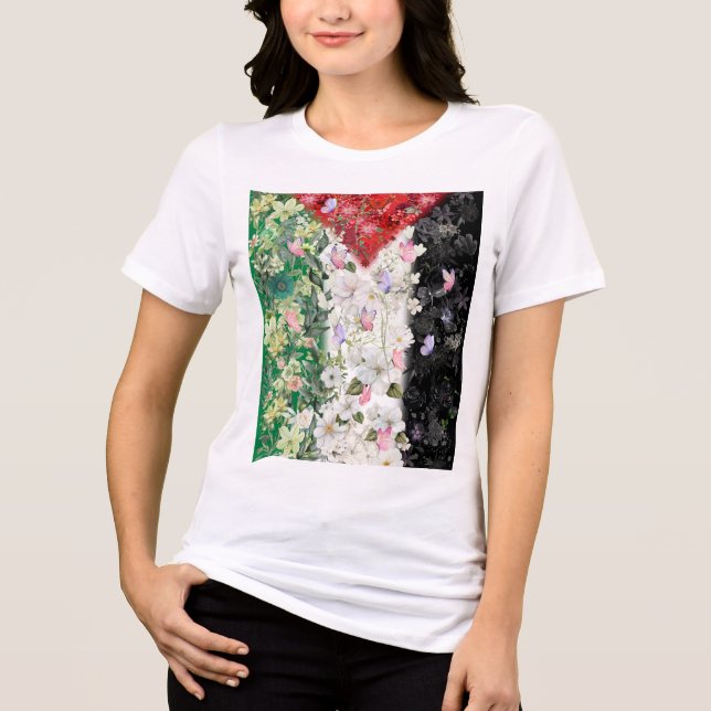 Floral Palestine Map - Free Palestine Map T - Shir Tri-Blend Shirt (Vorderseite)