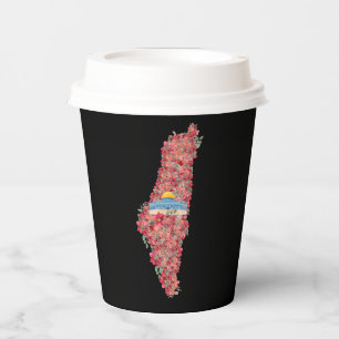 Floral Palestine map Kuppel Rock al Quads Geschenk Pappbecher