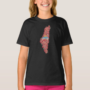 Floral Palestine map Kuppel Rock al Quads Geschenk T-Shirt