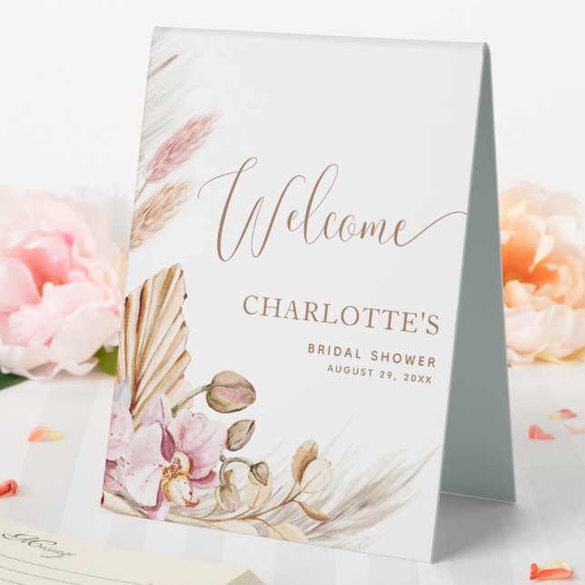 Floral Pampas Grass | Begrüßungszeichen des Polter Tischaufsteller (In Situ (Hochzeit))