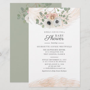 Floral Pampas Grass Eucalyptus Baby Dusche Briefpapier