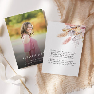 Floral Pampas Grass Foto Abschluss Ankündigung