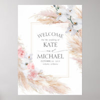 Floral Pampas Grass Tropical Wedding Willkommen