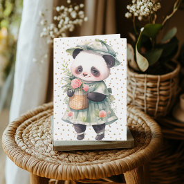 Floral Panda Birthday Card Dankeskarte