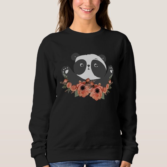 Floral Panda Lover, Zoo Animal Lovers, Funny Bear  Sweatshirt (Vorderseite)