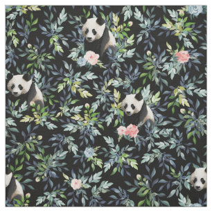 Floral Panda Muster Stoff