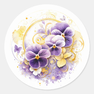 Floral Pansy Runder Aufkleber