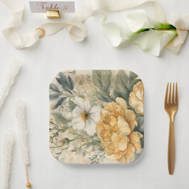 Floral Paper Napkin Pappteller (Hochzeit)