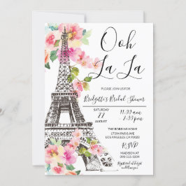 Floral Paris Eiffel Tower Bridal Dusche Einladung