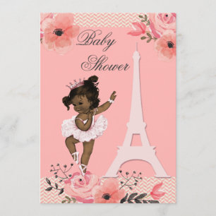 Floral Paris Eiffel Tower Ethnic Ballerina Dusche Einladung