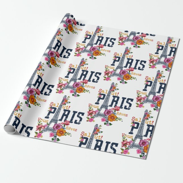 Floral Paris Geschenkpapier (Ungerollt)