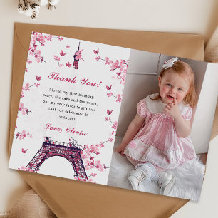 Floral Paris Tour Eiffel Carte de remerciements ph