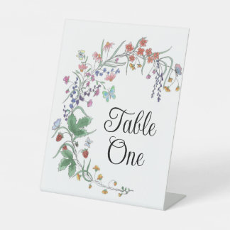 Floral party or wedding table numbers sockelschild