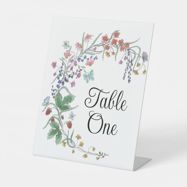 Floral party or wedding table numbers sockelschild (Vorderseite)