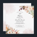 Floral Pastel 60. Geburtstag Script Überraschung P Einladung<br><div class="desc">Überraschung 60. Geburtstag Party Pastel Floral Script Einladung, dass Sie leicht mit Ihrem Namen und spezifischen Party Details anpassen können. Vollständig für andere besondere Veranstaltungen und Feiern, wenn Sie auf den Button "Anpassen Sie diese" klicken, der unter dem Button "Personalisieren" verschachtelt ist. Pastellfarben und Grünpflanzen, Aquarellfarben und eine hübsche, moderne...</div>