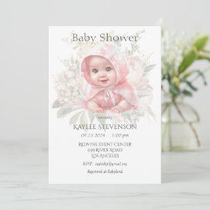 Floral Pastel Baby Dusche Mädchen Einladung