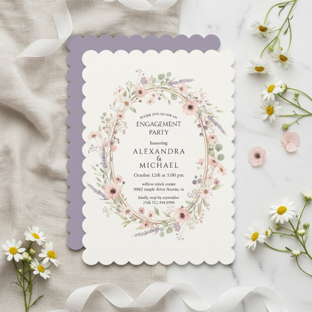 Floral Pastel Engagement Party Invitation Einladung (Let the love celebration begin with soft florals & endless joy)