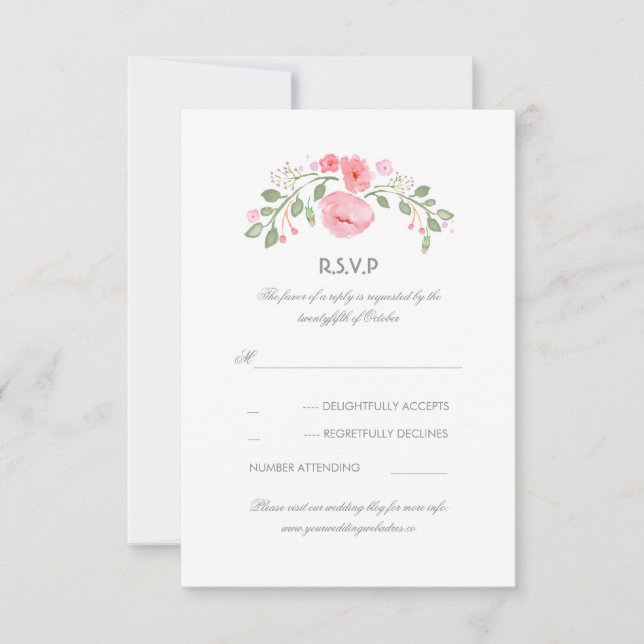 Floral Pastel Fleurs Mariage Carte RSVP (Devant)