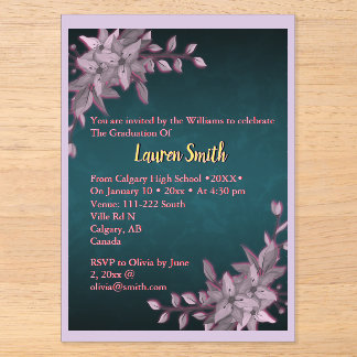 Floral Pastel Graduation Acrylic Invitation  Acryleinladungen
