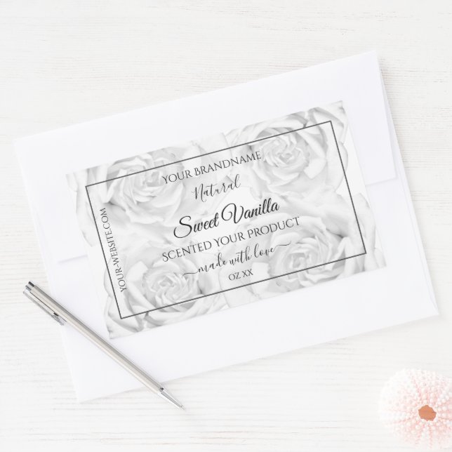 Floral Pastel Grey Blanc Cute Rose Étiquettes de p (Enveloppe)