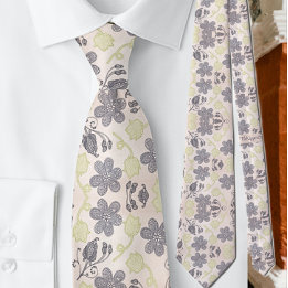 Floral Pastel Pink Botanical Special Occasion Tie Krawatte