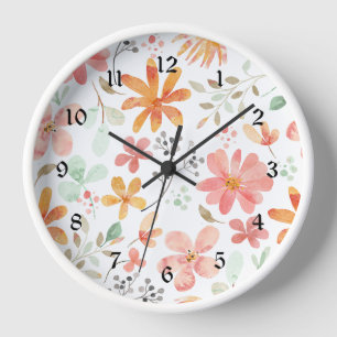 Floral Pastell Muster Ruhe Uhr
