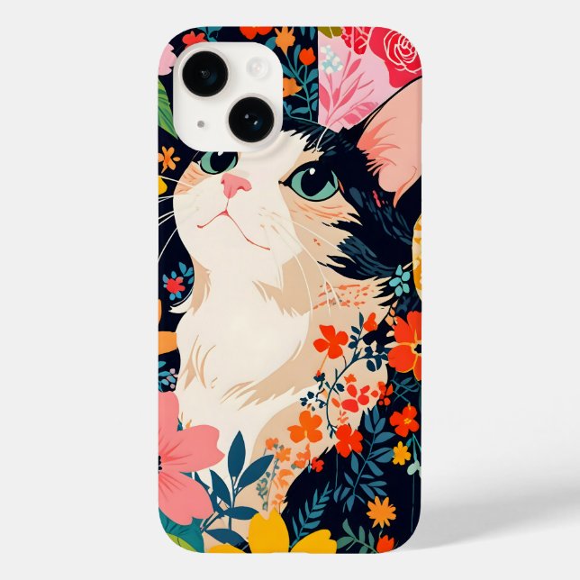 Floral Patchwork Cat Case-Mate iPhone 14 Hülle (Rückseite)