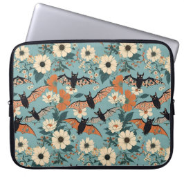 Floral Patchwork Halloween Bats & Flowers Laptopschutzhülle