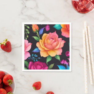 Floral Patern Rose Napkins Serviette