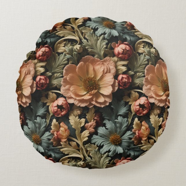 Floral Patern v4 | Rundes Kissen (Vorderseite)