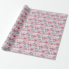 Floral Patriotic Happy Birthday Geschenk Wrapping Geschenkpapier