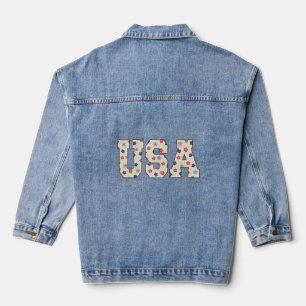 Floral Patriotic USA Typografie Jeansjacke
