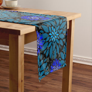 Floral pattern.05.FR.Bluex4b Black BG Kurzer Tischläufer