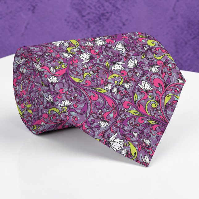 Floral Pattern Custom Necktie Krawatte (Von Creator hochgeladen)